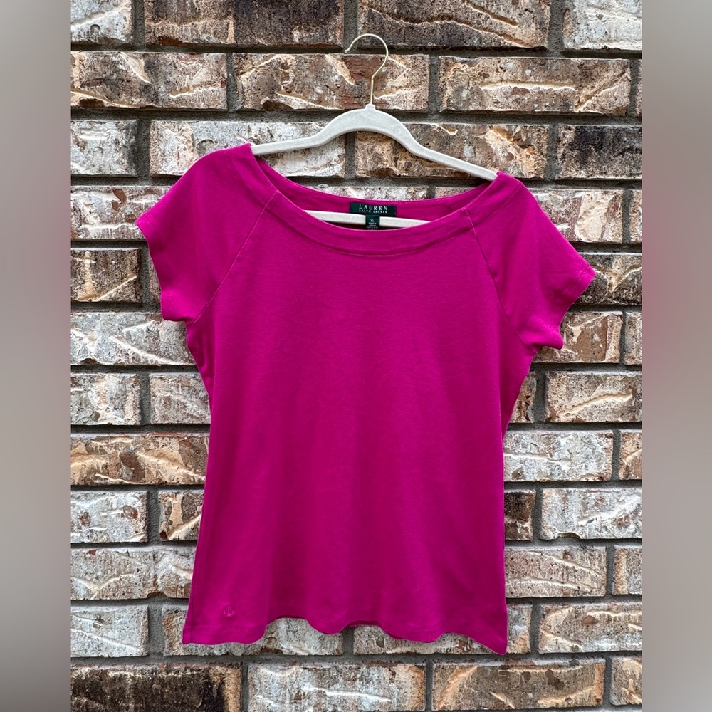 Lauren Ralph Lauren Magenta Short Sleeve Top Women’s XL EUC